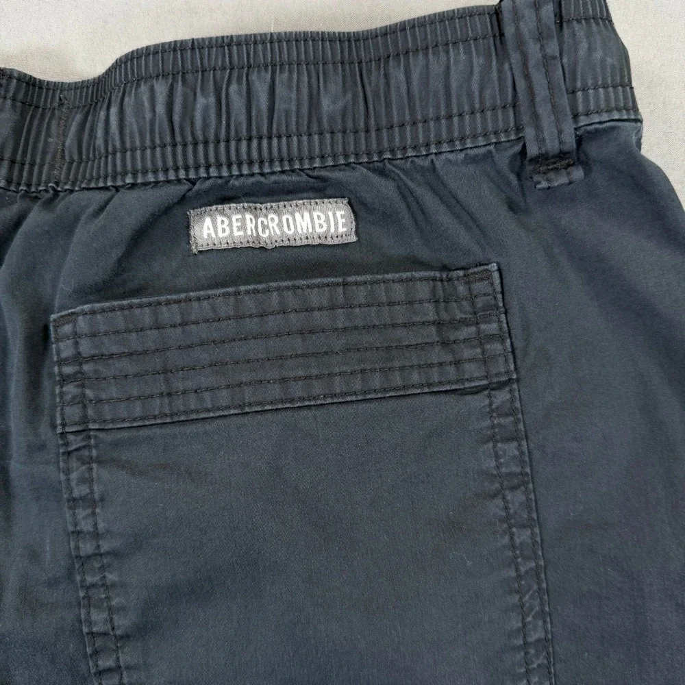 Abercrombie Kids Boys 17/18 Black Baggy Cargo Pants Stretch Utility Pockets